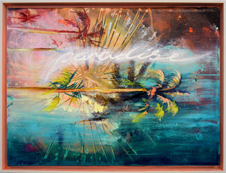 Tusche und Acryl auf alter Leinwand, 32,2 x 42,5 Tusche und Acryl auf alter Leinwand, 32,2 x 42,5