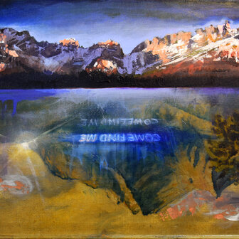 Tusche und Acryl auf altem Bild, 50 x 70 cm