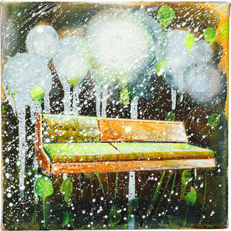 Tusche und Acryl auf Leinwand, 25 x 25 cm