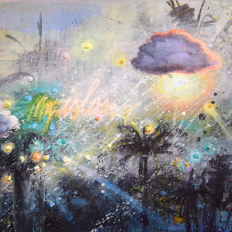 Tusche und Acryl auf alter Leinwand, 68 x 92 cm