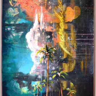 Tusche und Acryl auf altem Bild, 82 x 62,5 cm