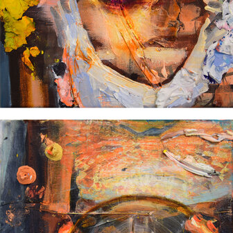 ink and acrylic on canvas, diptych, ca. 42 x 20